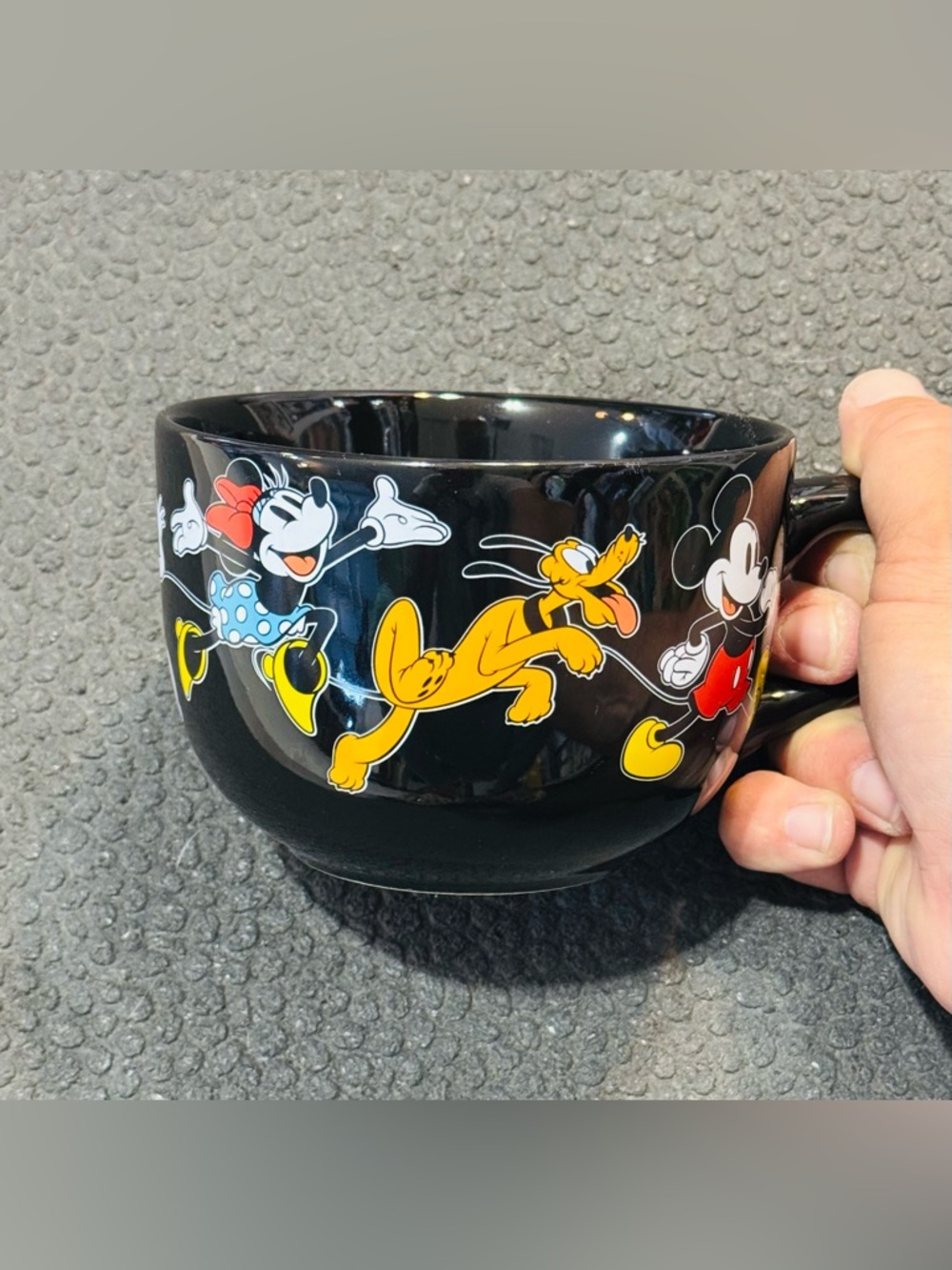 Disney Black Ceramic Mug with Mickey, Minnie & Pluto